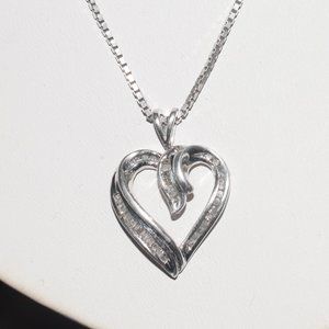 Vint. SS Heng Ngai Genuine Diamond Heart Necklace